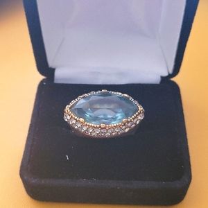 Kenneth Cole Blue with Rhinestones brass ring